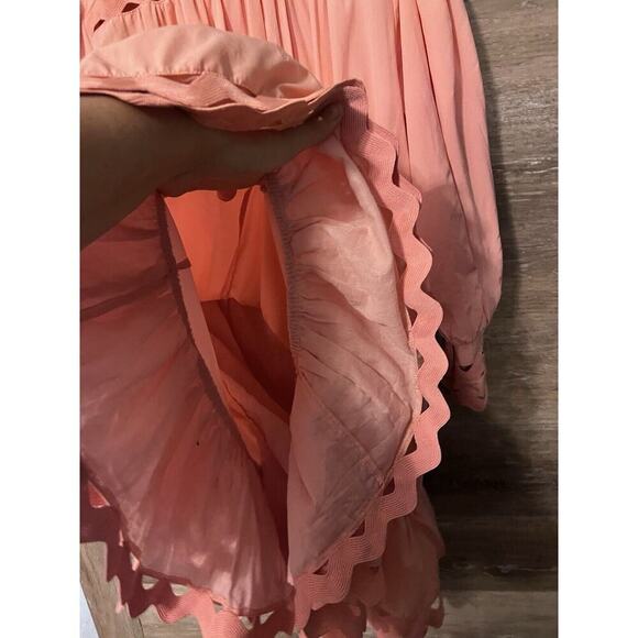 L'Atiste By Amy Womens Peach Pink Lace Trim Mini Dress Smocked Waist Sz 1X NWT - Picture 12 of 12